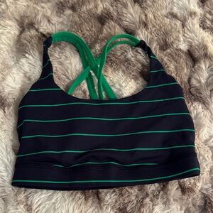 Lululemon Athletica Black and Green Striped Sports Bra
